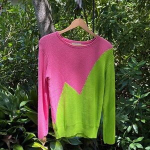 Victor Glemaud Pink and Green Crew Neck Sweater